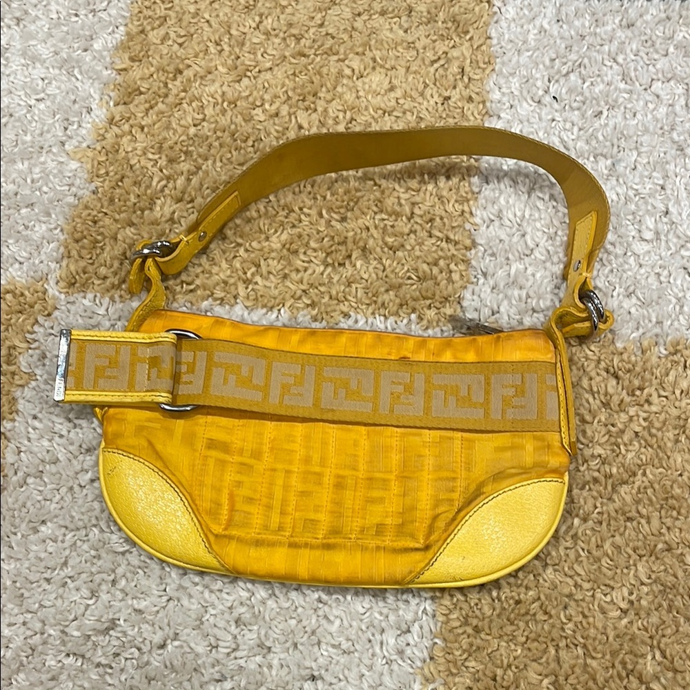 Fendi Yellow Leather Shoulder Bag